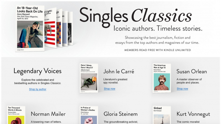 Technoloty News :  Amazon launches Singles Classics to resell timeless essays from top writers and magazines .